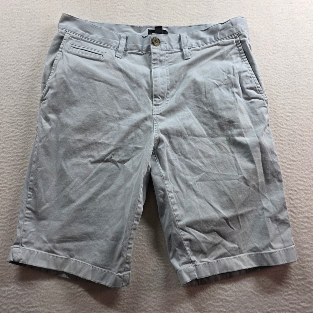 14th & Union Mens Slim Fit Chino Shorts 33W Light Blue Grey Cotton Twill‎ Casual